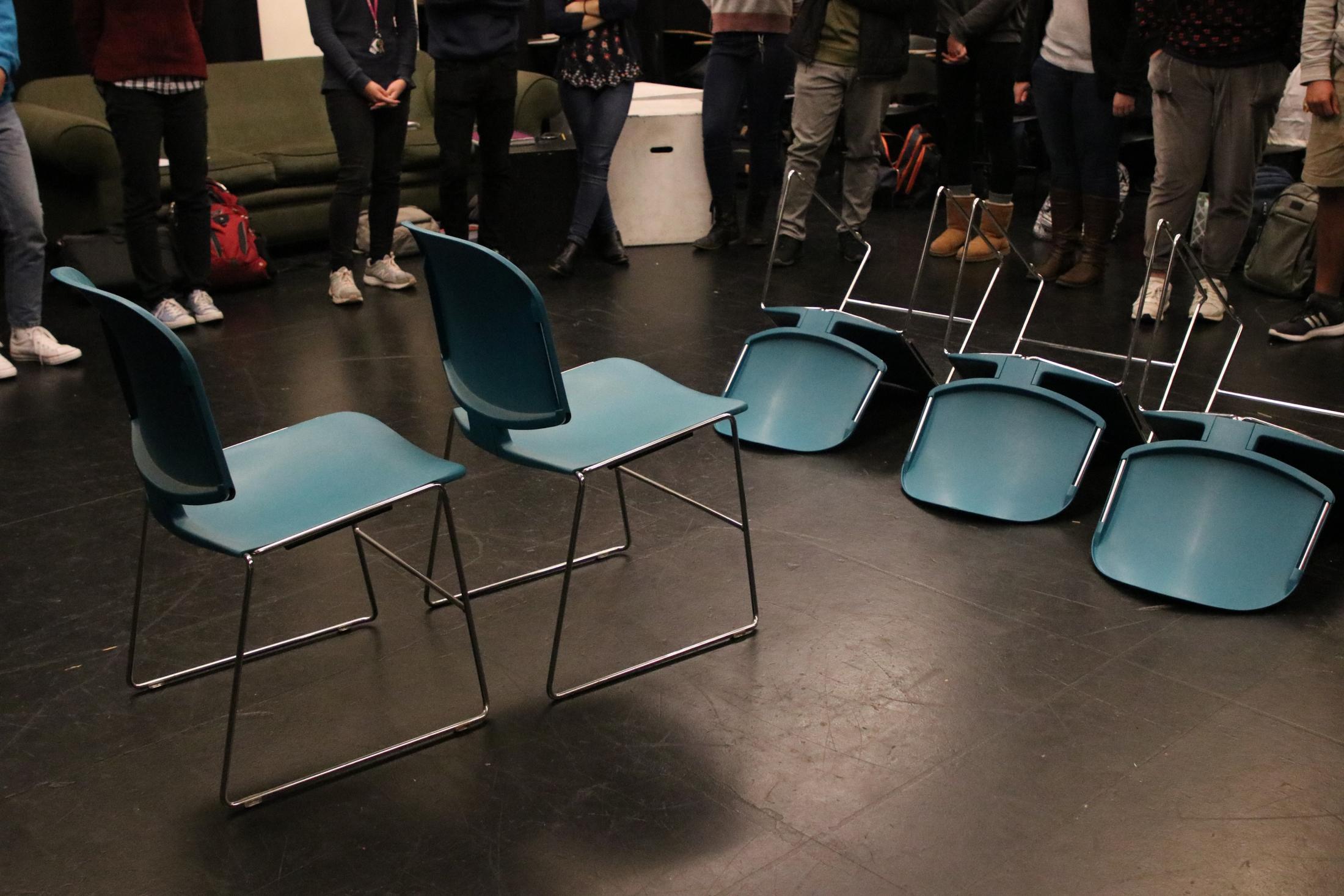 UC Davis University Honors Program DRA 1 Course - Improv Lesson Arranging Chairs
