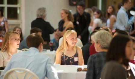 Regents Scholars meet at the Fall 2013 Regents Scholars Reception in the Shields Library Courtyard
