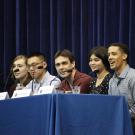 Student panelists share their honors experience at the 2019 Preview Day (left to right): Janae Bonnell, Henry Low, Grant Cottier, Jeske Dioquino, and Evan Dumas.